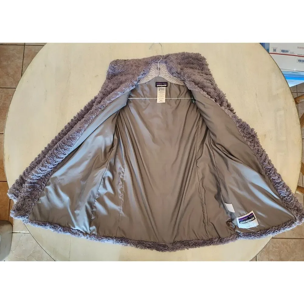 Patagonia Girls Coat Jacket SZ XXL (16-18) Gray Faux Fur